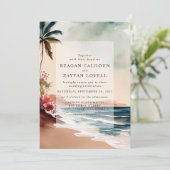 Invitation Mariage au coucher de soleil sur la plage tropical (Debout devant)
