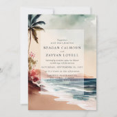 Invitation Mariage au coucher du soleil sur la plage tropical (Devant)