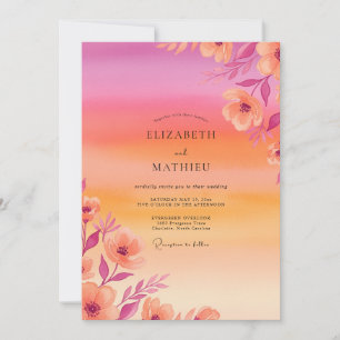 Invitation Mariage au coucher du soleil tropical à couper le