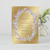 Invitation Mariage au Couronne de Lilas Doré (Debout devant)