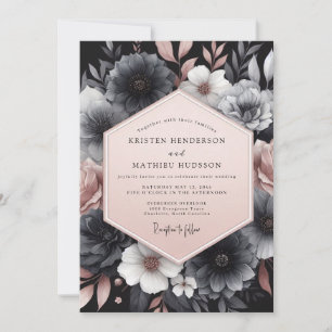 Invitation Mariage au Crépuscule Charbon et Rougeur