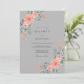 Invitation Mariage au Dahlia Ardoise Corail (Debout devant)