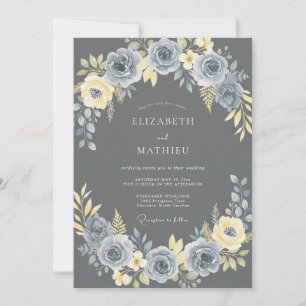 Invitation Mariage au Dahlia Champagne Charbon de Bois