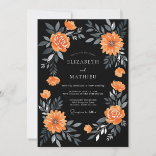 Invitation Mariage au Dahlia Orange Noir