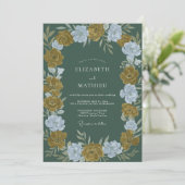 Invitation Mariage au Deep Olive Ranunculus Eucalyptus (Debout devant)