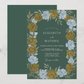 Invitation Mariage au Deep Olive Ranunculus Eucalyptus (Devant / Derrière)
