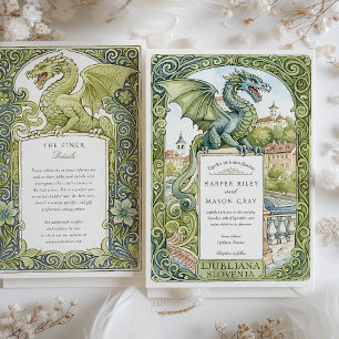 Invitation Mariage au dragon à Ljubljana Slovénie aquarelle