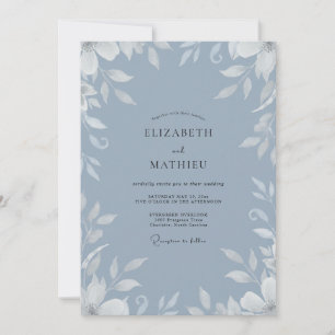 Invitation Mariage au Eucalyptus à Feuillage Blanc Ardoise