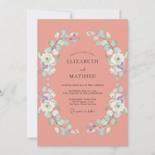 Invitation Mariage au Eucalyptus à feuillage de corail assour