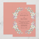 Invitation Mariage au Eucalyptus à feuillage de corail assour (Devant / Derrière)