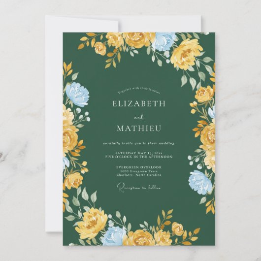 Invitation Mariage au Eucalyptus à Feuillage Doré Émeraude (Devant)