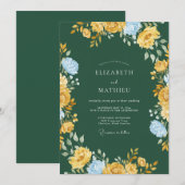 Invitation Mariage au Eucalyptus à Feuillage Doré Émeraude (Devant / Derrière)