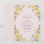 Invitation Mariage au Eucalyptus à Feuillage Doré Rose (Devant / Derrière)