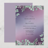 Invitation Mariage au Eucalyptus à Feuillage Violet (Devant / Derrière)