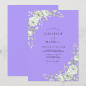 Invitation Mariage au eucalyptus à feuillage violet blanc (Devant / Derrière)