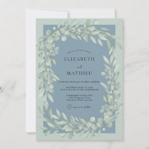 Invitation Mariage au eucalyptus ardoise poussiéreux