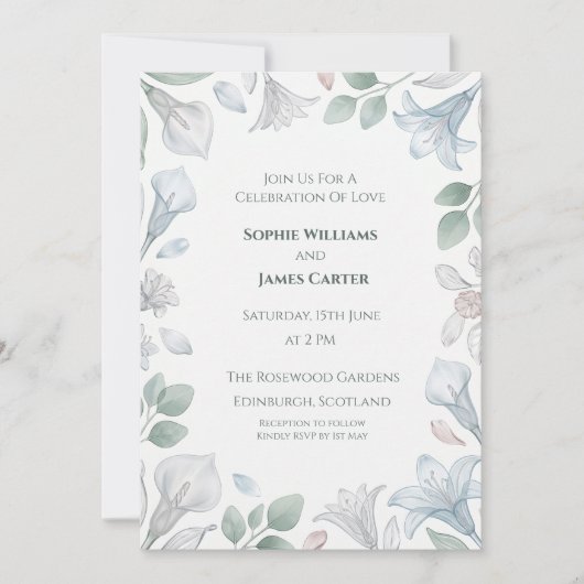 Invitation Mariage au Eucalyptus Argenté (Devant)