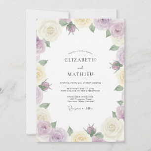 Invitation Mariage au eucalyptus au feuillage crème lilas