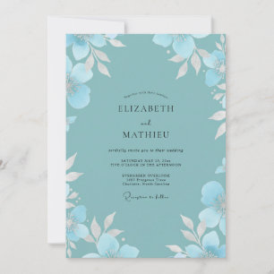 Invitation Mariage au eucalyptus au feuillage cyan