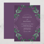 Invitation Mariage au Eucalyptus au feuillage de prune profon (Devant / Derrière)