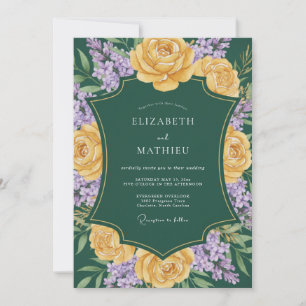Invitation Mariage au eucalyptus au feuillage lilas doré