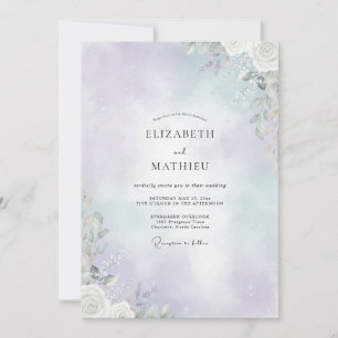 Invitation Mariage au eucalyptus au feuillage violet pâle