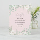 Invitation Mariage au eucalyptus avec feuillage de menthe ros (Debout devant)