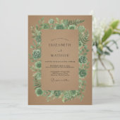 Invitation Mariage au eucalyptus bronzé succulent (Debout devant)
