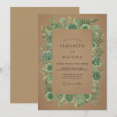 Invitation Mariage au eucalyptus bronzé succulent (Devant / Derrière)