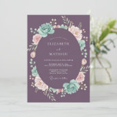 Invitation Mariage au eucalyptus et succulentes prune poussié (Debout devant)