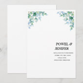 Invitation Mariage au eucalyptus générique (Devant / Derrière)