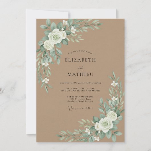 Invitation Mariage au Eucalyptus Kaki (Devant)
