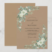 Invitation Mariage au Eucalyptus Kaki (Devant / Derrière)