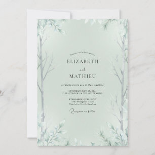 Invitation Mariage au eucalyptus saule menthe pâle