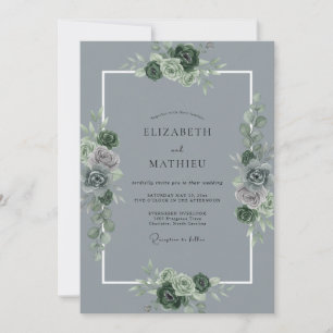 Invitation Mariage au eucalyptus succulent ardoise