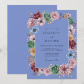 Invitation Mariage au eucalyptus succulent et pervenche (Devant / Derrière)