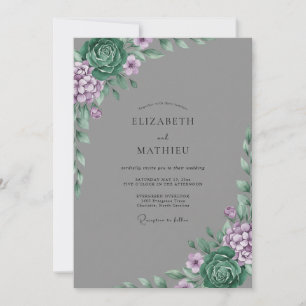 Invitation Mariage au eucalyptus succulent lilas ardoise