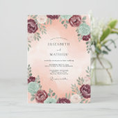 Invitation Mariage au eucalyptus succulent prune mer (Debout devant)