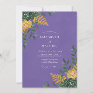 Invitation Mariage au eucalyptus succulent violet