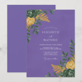 Invitation Mariage au eucalyptus succulent violet (Devant / Derrière)
