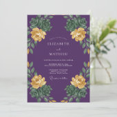 Invitation Mariage au eucalyptus succulent violet foncé (Debout devant)