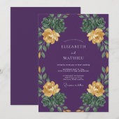 Invitation Mariage au eucalyptus succulent violet foncé (Devant / Derrière)