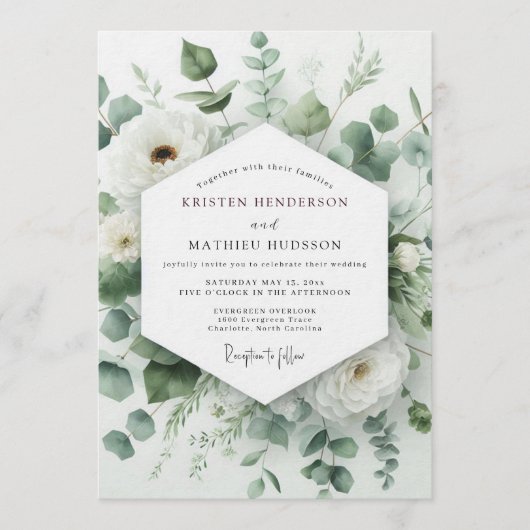Invitation Mariage au Eucalyptus Vert Sage (Devant)