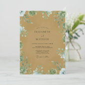 Invitation Mariage au feuillage aquarelle ocre (Debout devant)