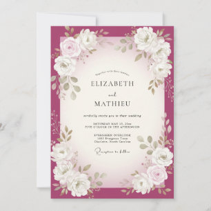 Invitation Mariage au feuillage blanc baie
