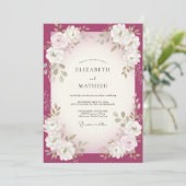 Invitation Mariage au feuillage blanc baie (Debout devant)