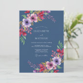 Invitation Mariage au feuillage d'améthyste cobalt (Debout devant)
