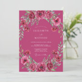 Invitation Mariage au feuillage de baie magenta (Debout devant)