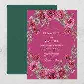 Invitation Mariage au feuillage de baie magenta (Devant / Derrière)