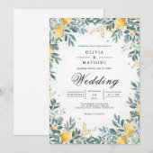 Invitation Mariage au feuillage de citron doré (Devant / Derrière)